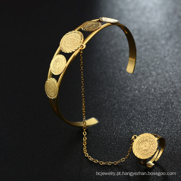 Shangjie OEM Joyas Pulseira Árabe do Oriente Médio Chain Charme Vintage Pulseira Vintage Mulheres de Coin Gold Bracelet